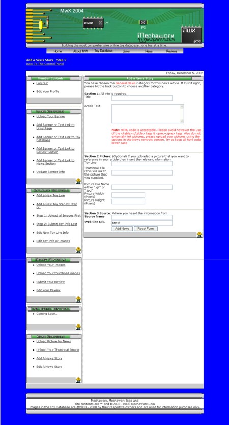 Mechaworx Control Panel Insert News
