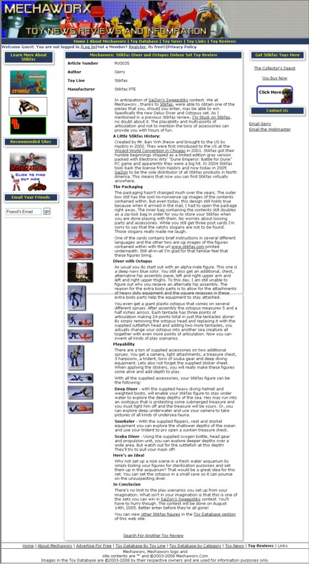 Mechaworx toy review page.